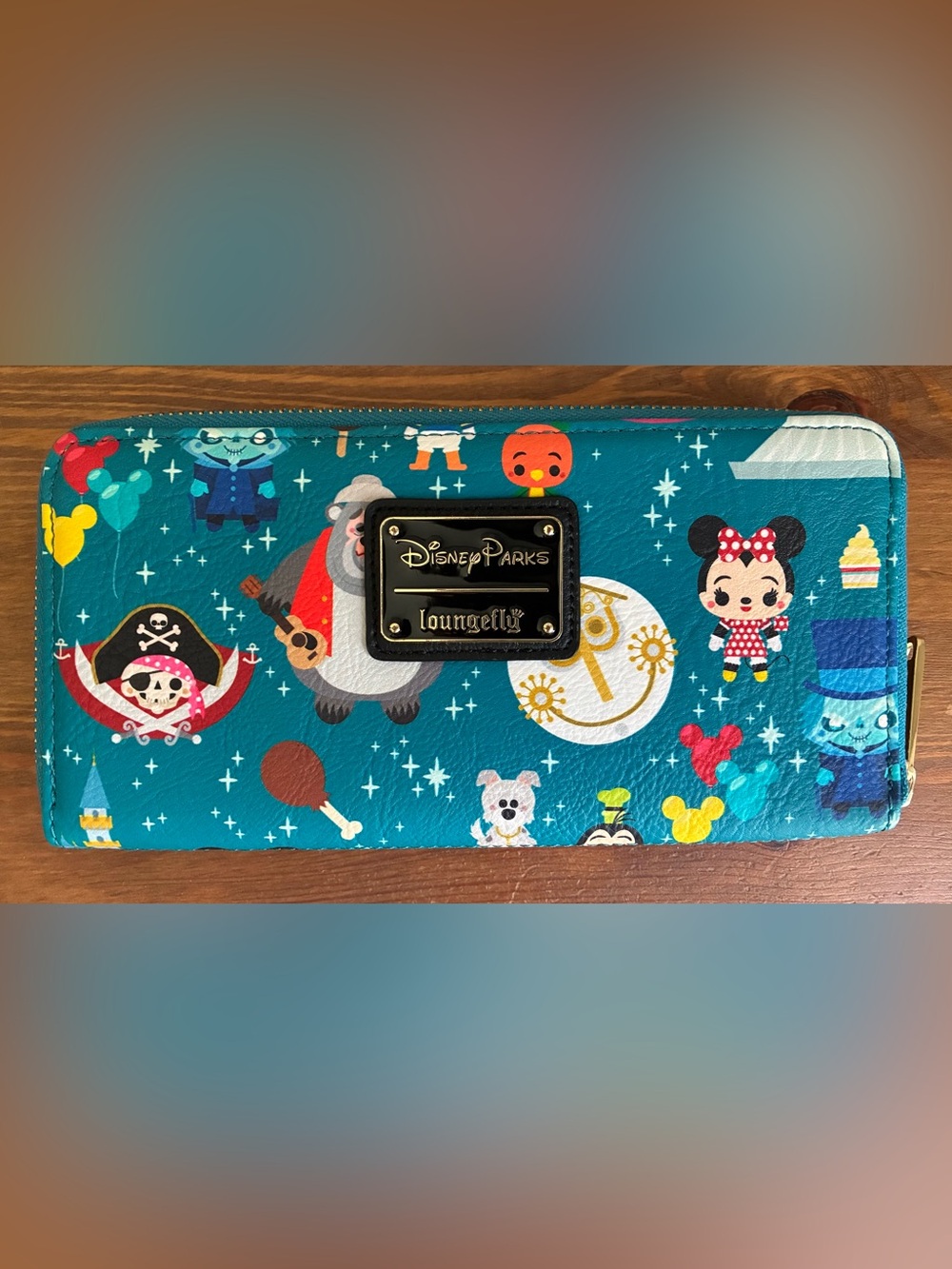 Disney Parks x Loungefly Teal Character Zip Around Wallet